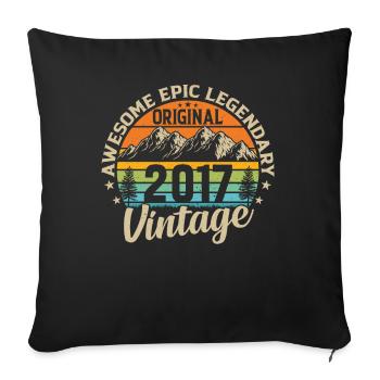 Vintage 2017 - Unique Birthday Gift - Sofa pillowcase 17,3'' x 17,3'' (45 x 45 cm) - black - Front