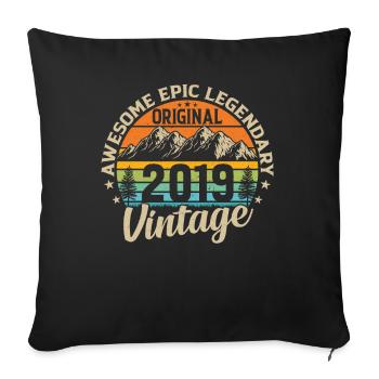 Millésime 2019 - Un dicton d’anniversaire légendaire - Housse de coussin décorative 45 x 45 cm - noir - Devant