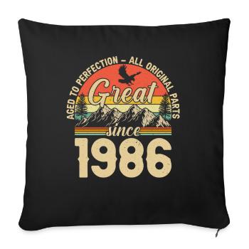 1986 - A legendary year - Sofa pillowcase 17,3'' x 17,3'' (45 x 45 cm) - black - Front