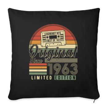 60e anniversaire 1963 - chemise d’anniversaire vintage - Housse de coussin décorative 45 x 45 cm - noir - Devant