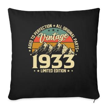 Millésime 1933 - 90e anniversaire - Housse de coussin décorative 45 x 45 cm - noir - Devant