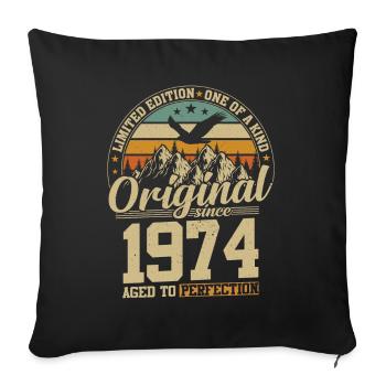 1974 Vintage Birthday Tee - Sofakissenbezug 45 x 45 cm - Schwarz - Vorne