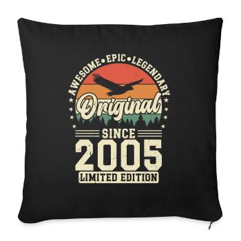 Légendaire 2005 Vintage Chemise d’anniversaire - Housse de coussin décorative 45 x 45 cm - noir - Devant