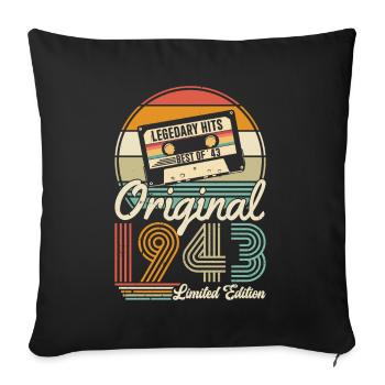 Vintage 80th Birthday Gift - Vintage 1943 - Sofa pillowcase 17,3'' x 17,3'' (45 x 45 cm) - black - Front