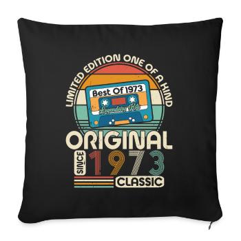 Vintage Geburtstagsgeschenk 1973 - Retro Style - Sofakissenbezug 45 x 45 cm - Schwarz - Vorne