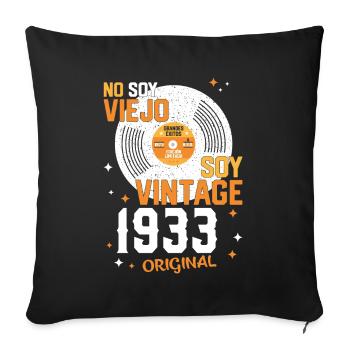 Millésime 90e anniversaire 1933 - Housse de coussin décorative 45 x 45 cm - noir - Devant