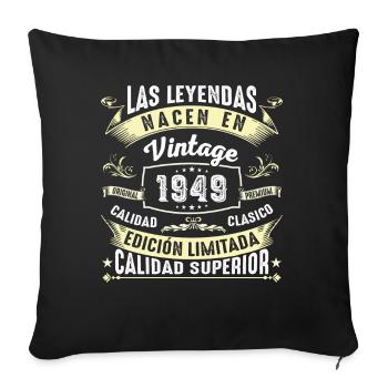 75th Birthday Vintage 1949 - Sofa pillowcase 17,3'' x 17,3'' (45 x 45 cm) - black - Front