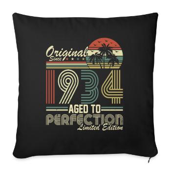 90th Birthday Vintage Retro - Original 1934 - Sofa pillowcase 17,3'' x 17,3'' (45 x 45 cm) - black - Front