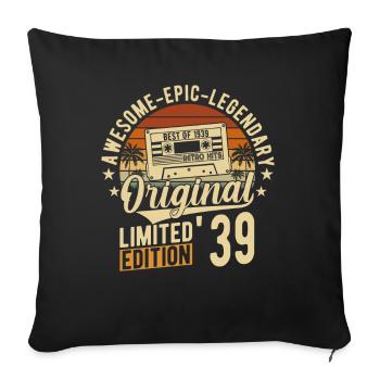 1939 Vintage Anniversaire 85 - Housse de coussin décorative 45 x 45 cm - noir - Devant