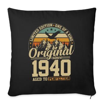 Vintage Birthday 84 Years 1940 - Sofa pillowcase 17,3'' x 17,3'' (45 x 45 cm) - black - Front