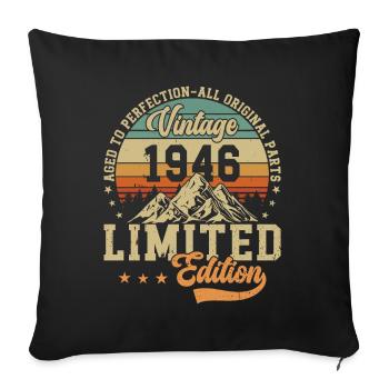 78th Birthday Vintage Retro 1946 - Sofa pillowcase 17,3'' x 17,3'' (45 x 45 cm) - black - Front