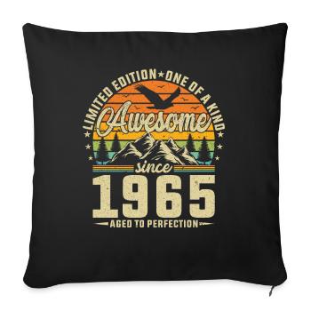 Fête d’anniversaire vintage 1965 - Housse de coussin décorative 45 x 45 cm - noir - Devant