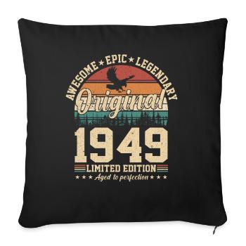 Né en 1949 - 75e anniversaire légendaire - Housse de coussin décorative 45 x 45 cm - noir - Devant