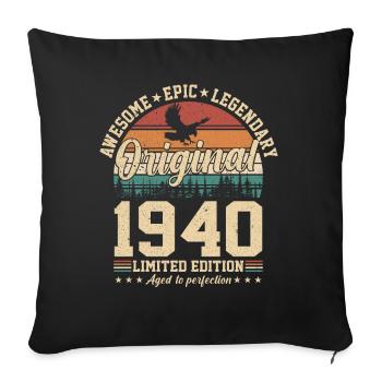 Vintage 84th Birthday 1940 - Sofa pillowcase 17,3'' x 17,3'' (45 x 45 cm) - black - Front