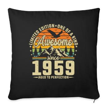 65e anniversaire Millésime 1959 - Housse de coussin décorative 45 x 45 cm - noir - Devant