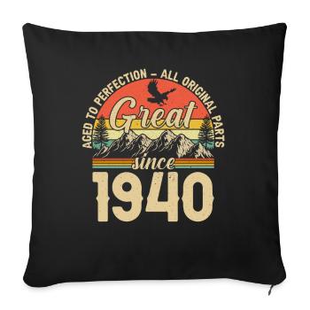 Anniversaire des années 1940 - Housse de coussin décorative 45 x 45 cm - noir - Devant