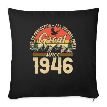 78th Birthday Vintage 1946 Retro - Sofa pillowcase 17,3'' x 17,3'' (45 x 45 cm) - black - Front