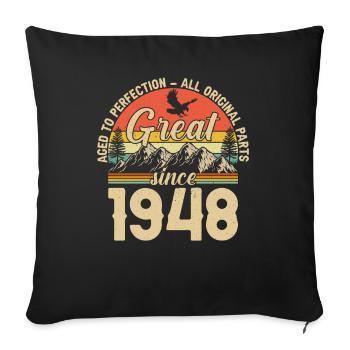 76 Ans Anniversaire - Millésime 1948 - Housse de coussin décorative 45 x 45 cm - noir - Devant