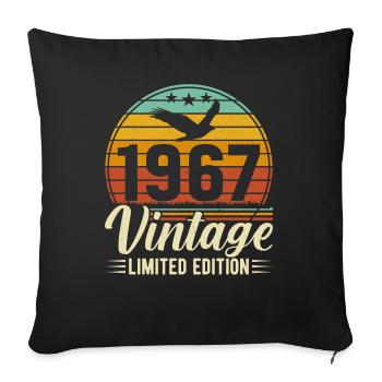 57e anniversaire Vintage rétro 1967 - Housse de coussin décorative 45 x 45 cm - noir - Devant