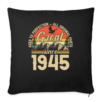 79e anniversaire Vintage rétro cadeau 1945 - Housse de coussin décorative 45 x 45 cm - noir - Devant