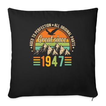Vintage 77th Birthday 1947 - Sofa pillowcase 17,3'' x 17,3'' (45 x 45 cm) - black - Front