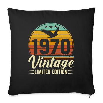 Vintage Birthday Joy 1970's - Sofa pillowcase 17,3'' x 17,3'' (45 x 45 cm) - black - Front