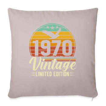 Joie d’anniversaire vintage des années 1970 - Housse de coussin décorative 45 x 45 cm - taupe clair - Devant
