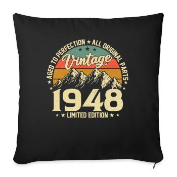 Millésime 1948 - Anniversaire Millésime - Housse de coussin décorative 45 x 45 cm - noir - Devant