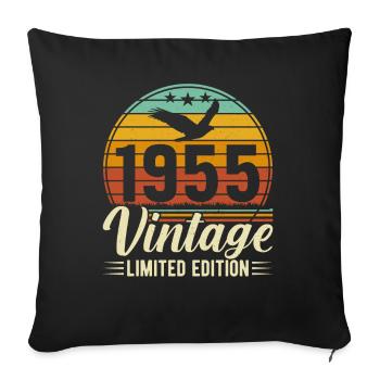 Né en 1955 - 69e anniversaire légendaire - Housse de coussin décorative 45 x 45 cm - noir - Devant