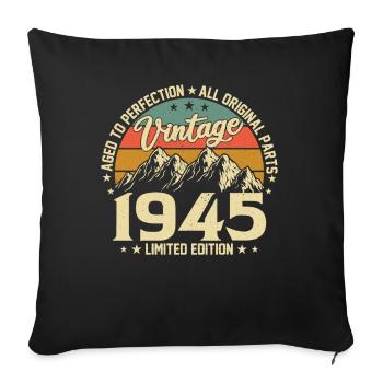 79th Birthday Vintage 1945 Retro - Sofa pillowcase 17,3'' x 17,3'' (45 x 45 cm) - black - Front