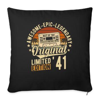 Millésime 1941 joie d’anniversaire - Housse de coussin décorative 45 x 45 cm - noir - Devant