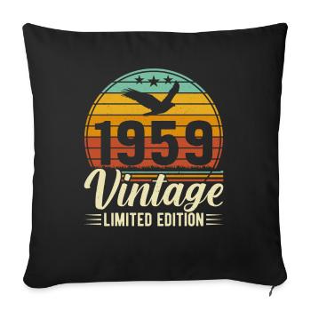 Né en 1959 - 65e anniversaire légendaire - Housse de coussin décorative 45 x 45 cm - noir - Devant