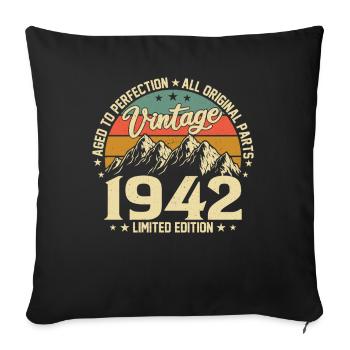 Vintage 82nd Birthday 1942 - Sofa pillowcase 17,3'' x 17,3'' (45 x 45 cm) - black - Front