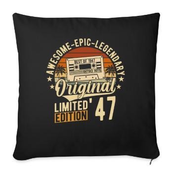Millésime 1947 joie d’anniversaire - Housse de coussin décorative 45 x 45 cm - noir - Devant
