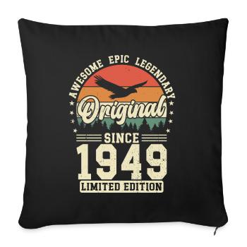 75e anniversaire légendaire - Né en 1949 - Housse de coussin décorative 45 x 45 cm - noir - Devant