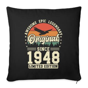 Birthday Joy 1948 - Sofa pillowcase 17,3'' x 17,3'' (45 x 45 cm) - black - Front