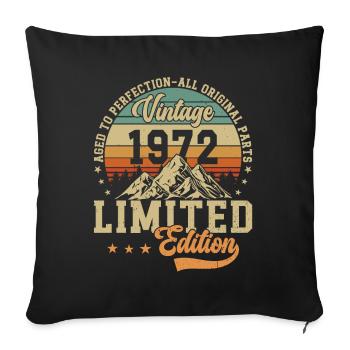 Vintage 52nd Birthday 1972 - Sofa pillowcase 17,3'' x 17,3'' (45 x 45 cm) - black - Front