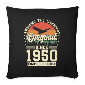 Vintage des années 1950 - cadeau d’anniversaire 74 ans - Housse de coussin décorative 45 x 45 cm - noir - Devant