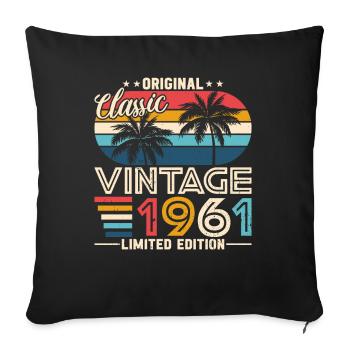 Millésime 1961 - Légendaire 63e anniversaire - Housse de coussin décorative 45 x 45 cm - noir - Devant