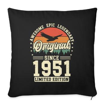 Vintage 1951 - A Legendary Year - Sofa pillowcase 17,3'' x 17,3'' (45 x 45 cm) - black - Front