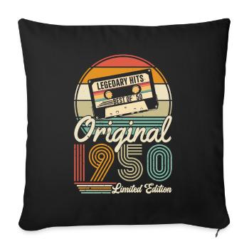 Vintage anniversaire des années 1950 - Housse de coussin décorative 45 x 45 cm - noir - Devant