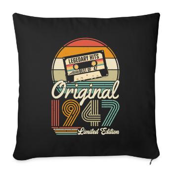 Millésime 1947 - Un 77e anniversaire légendaire ! - Housse de coussin décorative 45 x 45 cm - noir - Devant