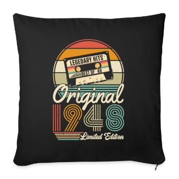 Vintage 1948 - Birthday Anniversary in Retro Style - Sofa pillowcase 17,3'' x 17,3'' (45 x 45 cm) - black - Front