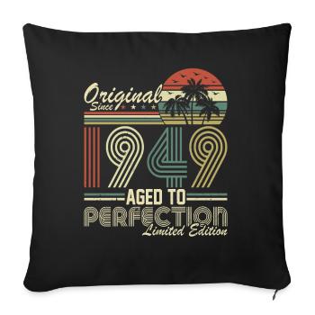 Millésime légendaire 1949 - 75 ans - Housse de coussin décorative 45 x 45 cm - noir - Devant