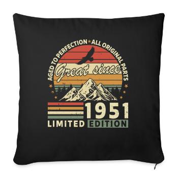 Vintage 1951 Birthday - Sofa pillowcase 17,3'' x 17,3'' (45 x 45 cm) - black - Front
