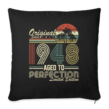 76e anniversaire Millésime 1948 - Housse de coussin décorative 45 x 45 cm - noir - Devant