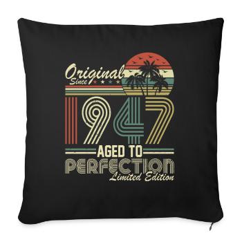 Millésime 1947 - 77ème anniversaire, style rétro - Housse de coussin décorative 45 x 45 cm - noir - Devant