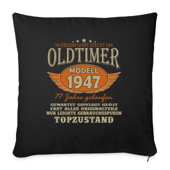 Millésime 1947 - 77e anniversaire Style rétro - Housse de coussin décorative 45 x 45 cm - noir - Devant