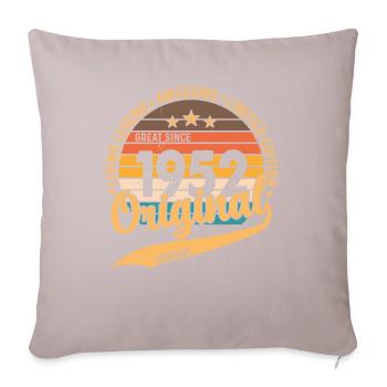 Citation d’anniversaire 1952 Vintage rétro - Housse de coussin décorative 45 x 45 cm - taupe clair - Devant