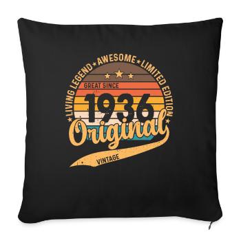 Vintage 1936 - Geburtstagsgeschenk - Retro Style - Sofakissenbezug 45 x 45 cm - Schwarz - Vorne
